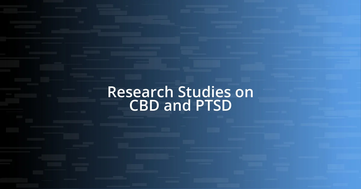 Research Studies on CBD and PTSD