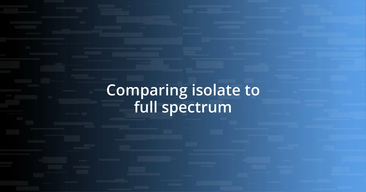 Comparing isolate to full spectrum